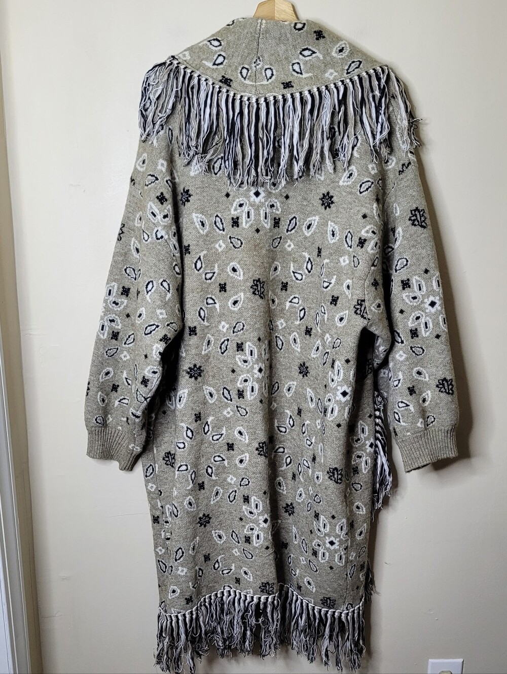 Anthropologie Bandana Fringed Duster Sweater - Picture 7 of 10